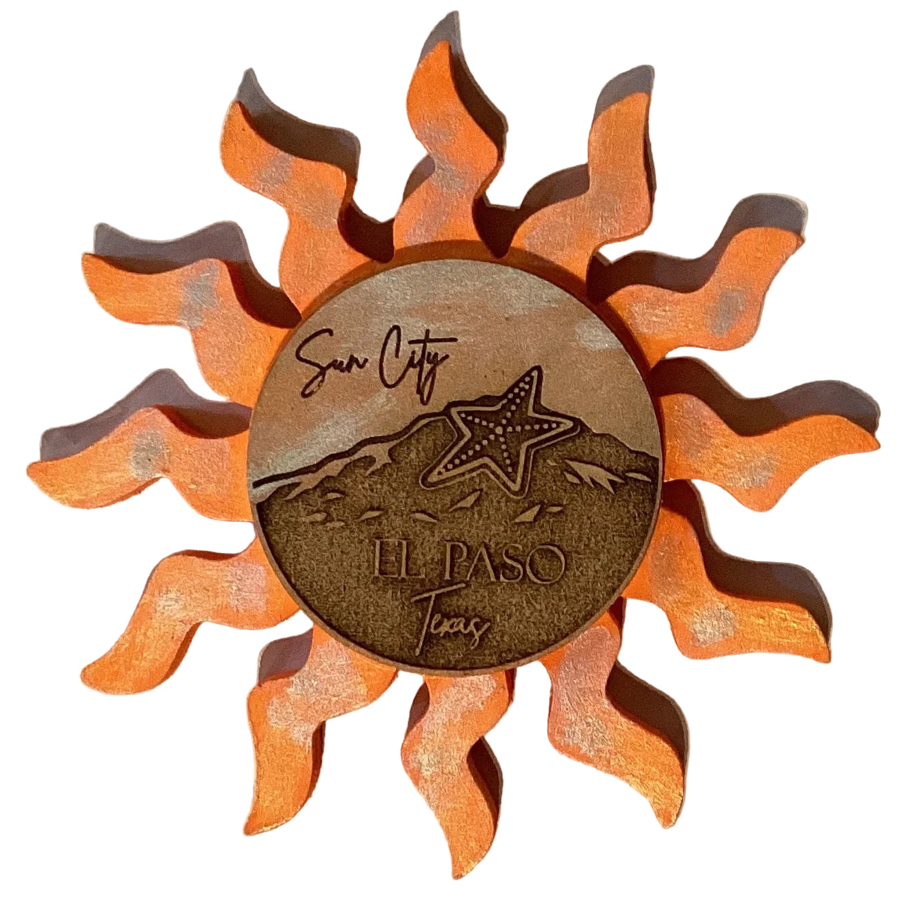 Sun City El Paso Star Mountain 6-inch wall decor featuring a colorful star design, displayed on a white background.