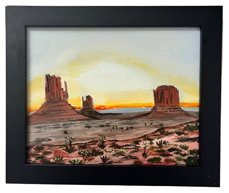 Sunrise Over Monument Valley – Desert Dawn Oil Painting in Frame