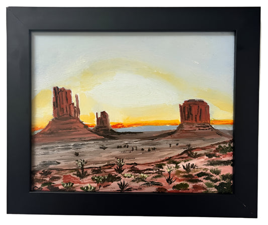 Sunrise Over Monument Valley – Desert Dawn Oil Painting in Frame