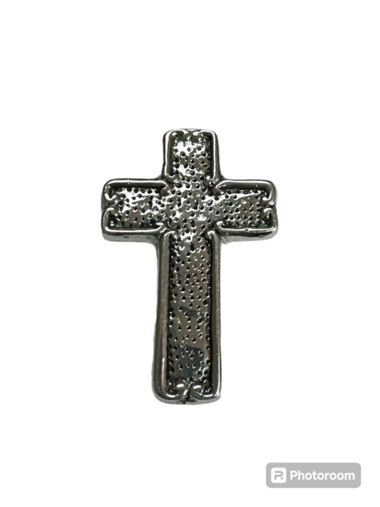 Handcrafted Small Pewter Cross – 3.5 Silver-Finished Religious Décor