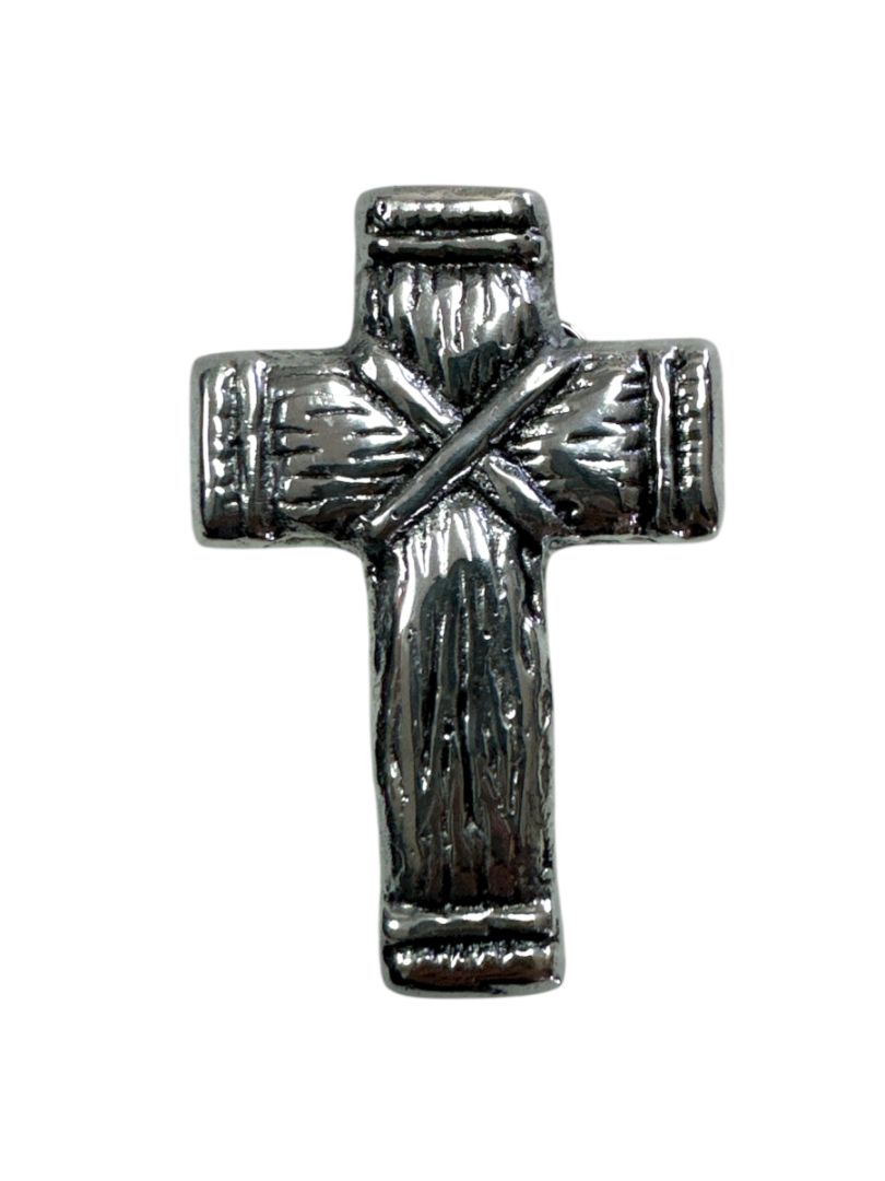 Small Handcrafted Pewter Cross – 3.5 Silver-Finished Religious Accent, Made in Mexico - Ysleta Mission Gift Shop