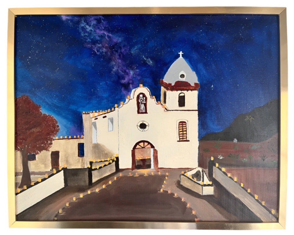 The Luminarias of Ysleta del Sur – Cultural Heritage Oil Painting in Large Frame