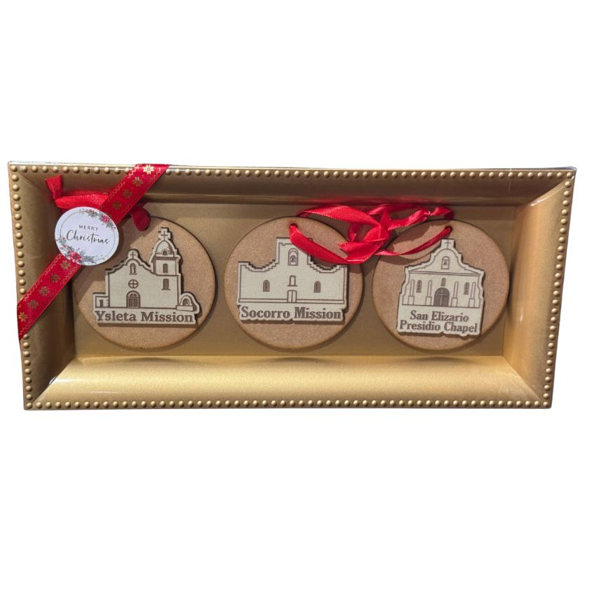 Three-Piece Mission Ornament Set – Historic Southwest Wood Ornaments