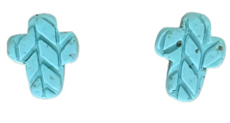 Turquoise Granite Cross Stud Earrings – Polymer Clay with Gold-Plated Studs