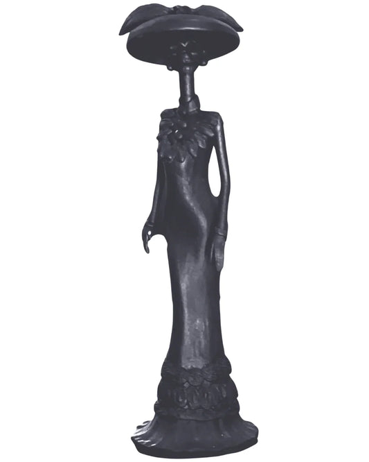 Tall Elegant Black Catrina Figurine- Statue, Mexican Day of the Dead Statue, 11.5 x 4 Inches - Ysleta Mission Gift Shop