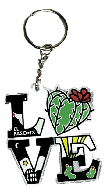 Keychain Acrylic Cutout Design Love El Paso Image Preproduction from Original Art