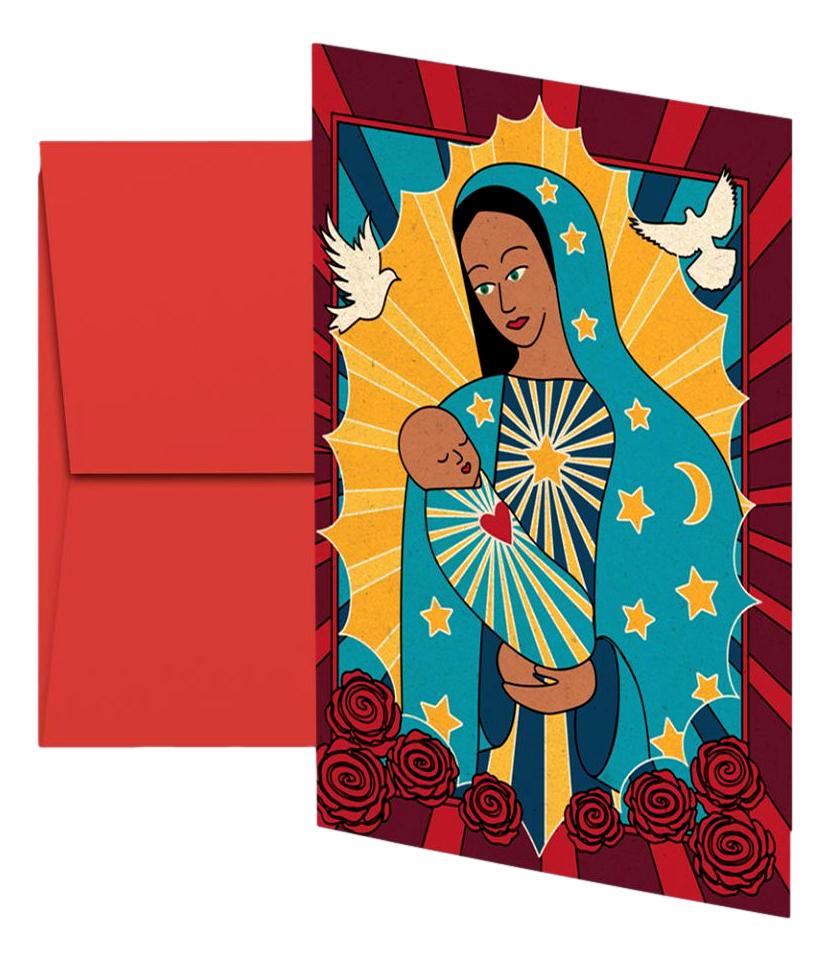 Note Card Blank Virgin Mary and Baby Jesus Individual - Ysleta Mission Gift Shop