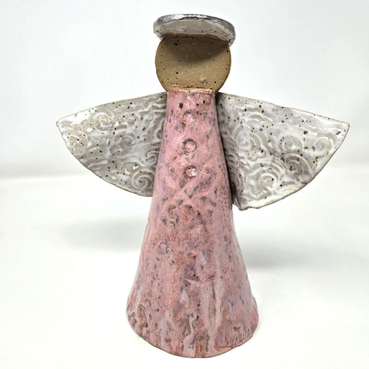 Ceramic Angel Minimalist Sculpture with Metallic Halo - Ysleta Mission Gift Shop