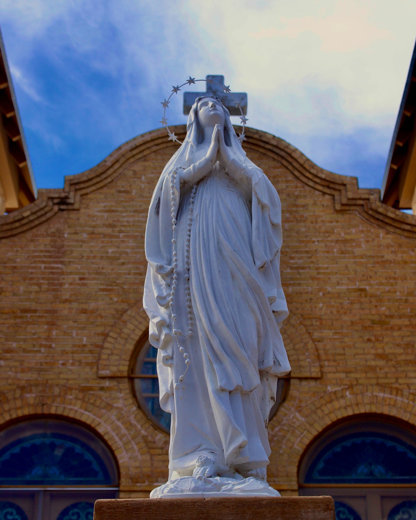 Matted Virgen de la Paz photo art print by Susan W Perez, 8 x 10 inches, featuring religious imagery and vibrant colors.