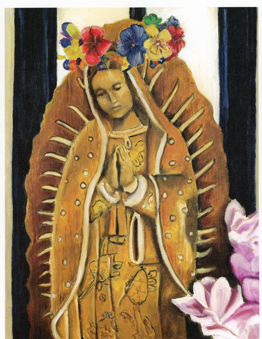 Yellow Ochre  Virgen de Guadalupe Reina, 5" x 7" Matted