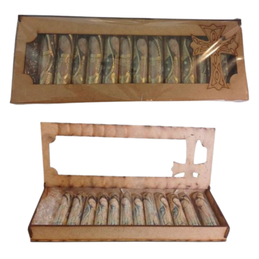 Virgen De Guadalupe Mini Candle Set | Wooden Box Devotional Gift