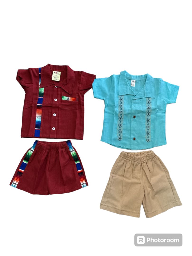 Mexican Embroidered Tunic Set – 2-Piece Handmade Shirt & Shorts from MexicoMexico | Colors Vary