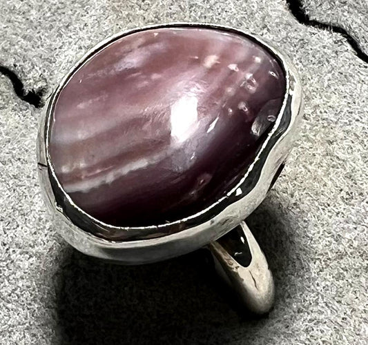 Wampum Stone Silver Ring – Size 11 – Native American Artisan Jewelry – San Felipe Pueblo – Ray Duck