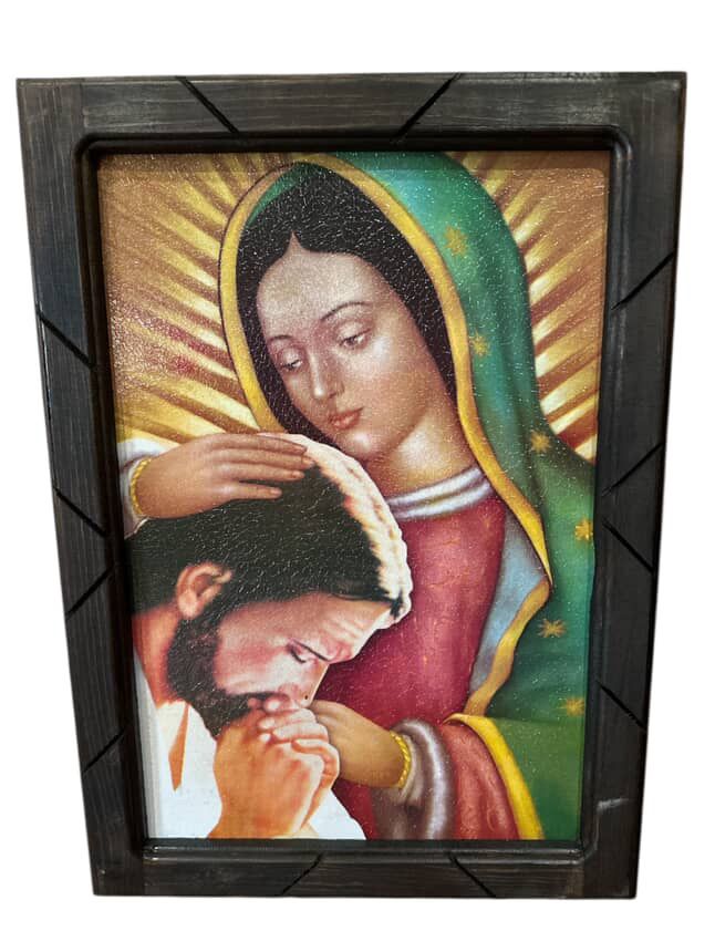 Our Lady of Guadalupe Religious Print with Wood Frame Various – Mexican Accent Art 13 x 17.5 Inches