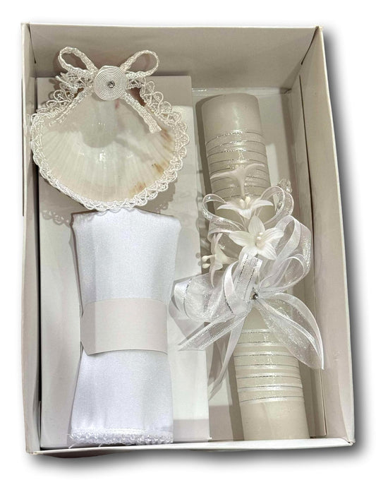 Ornate Devotional Candle Set – Collector’s Box with Crosses Chalices & Catholic Symbols
