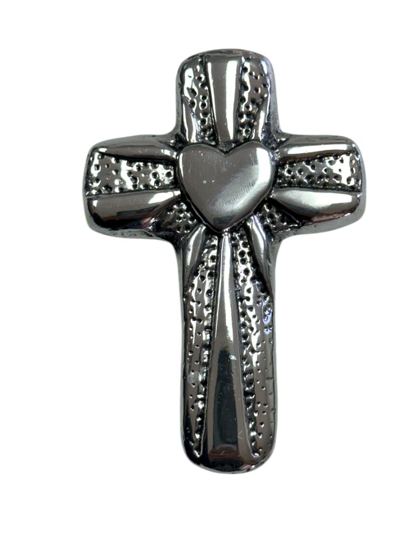 Small Handcrafted Pewter Cross – 3.5 Silver-Finished Religious Accent, Made in Mexico - Ysleta Mission Gift Shop
