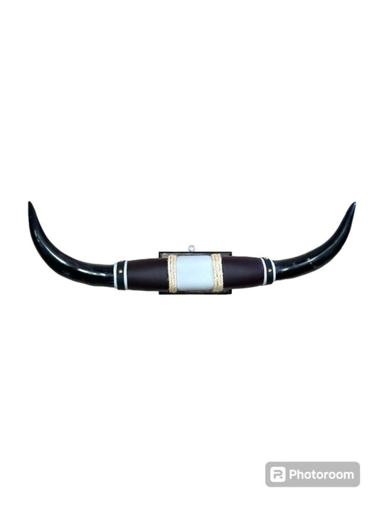 Medium Mounted Horns from Mexico – Ready-to-Hang 24.5" Polished Horns with Rustic Rope and Faux Fur for Cabin or Western-Themed Decoration