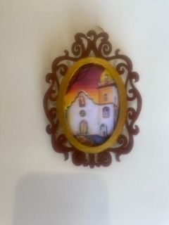 Handpainted Die Cut Frame with Ysleta Mission Art Print