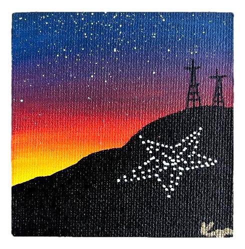 Art Original Art Magnets Square El Paso Franklin Mountain Star