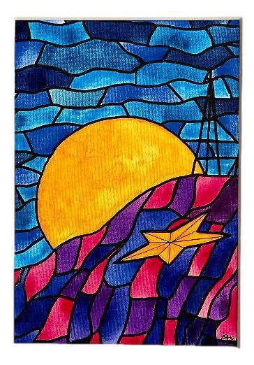 Art Print Photos Matted 5x7 El Paso Skyline and Sunset - Ysleta Mission Gift Shop