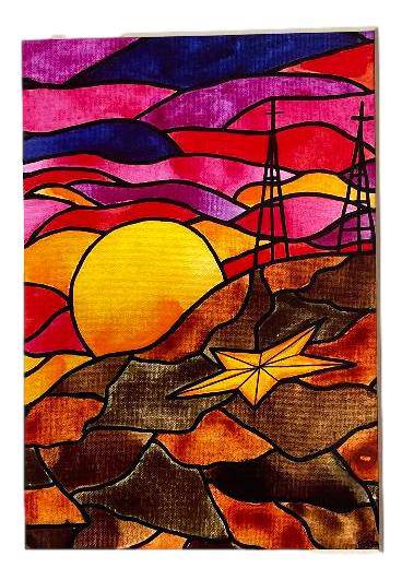 Art Print Photos Matted 5x7 El Paso Skyline and Sunset - Ysleta Mission Gift Shop