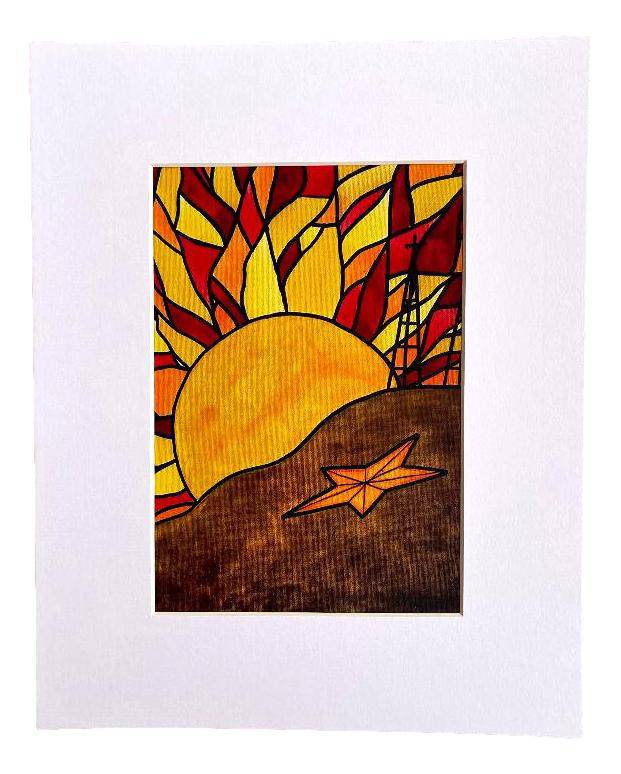 Art Print Photos Matted 5x7 El Paso Skyline and Sunset - Ysleta Mission Gift Shop