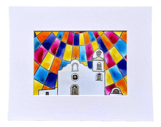 Art Print Photos Matted 5x7 El Paso Skyline and Sunset - Ysleta Mission Gift Shop