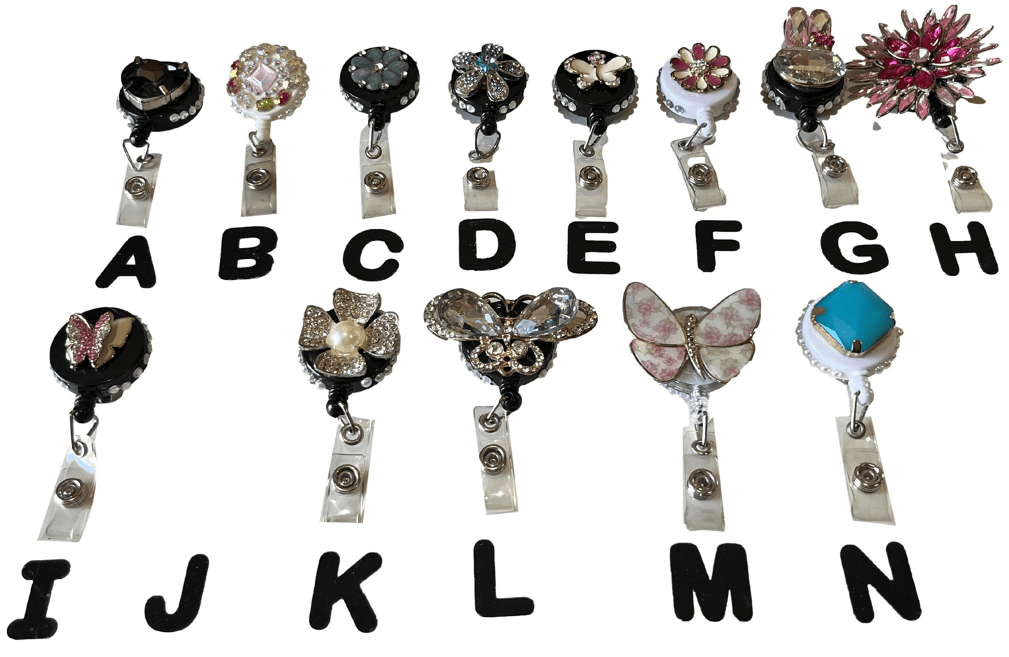 Badge Clips Holders Retractable ID Reel Rhinestones