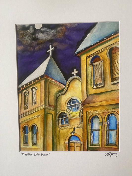 "Basilica with Moon" 8x10 Signed Art Print with White Mat - Frame-Ready