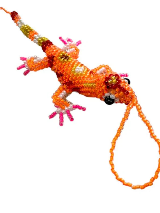 Beaded Lizard Folk Art Handcrafted Mexican Seed Bead Lizard 4.5" - Ysleta Mission Gift Shop