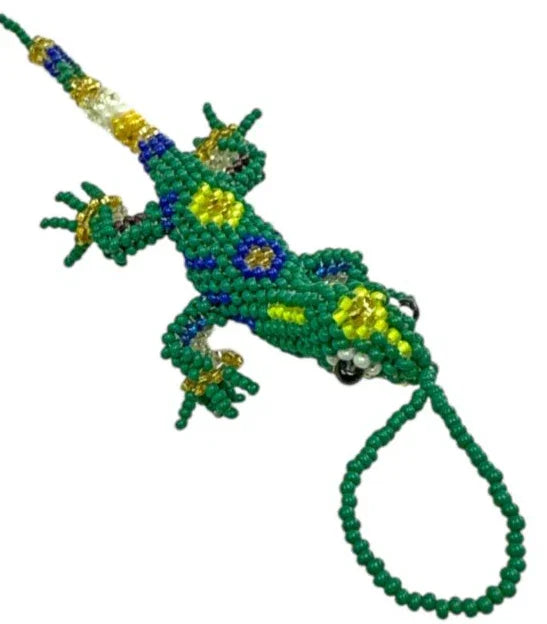 Beaded Lizard Folk Art Handcrafted Mexican Seed Bead Lizard 4.5" - Ysleta Mission Gift Shop