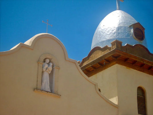 Belfry Tower at Ysleta Mission greeting card, 4x6 photo, ready to frame, featuring El Paso landmark artwork by Susan W Perez.