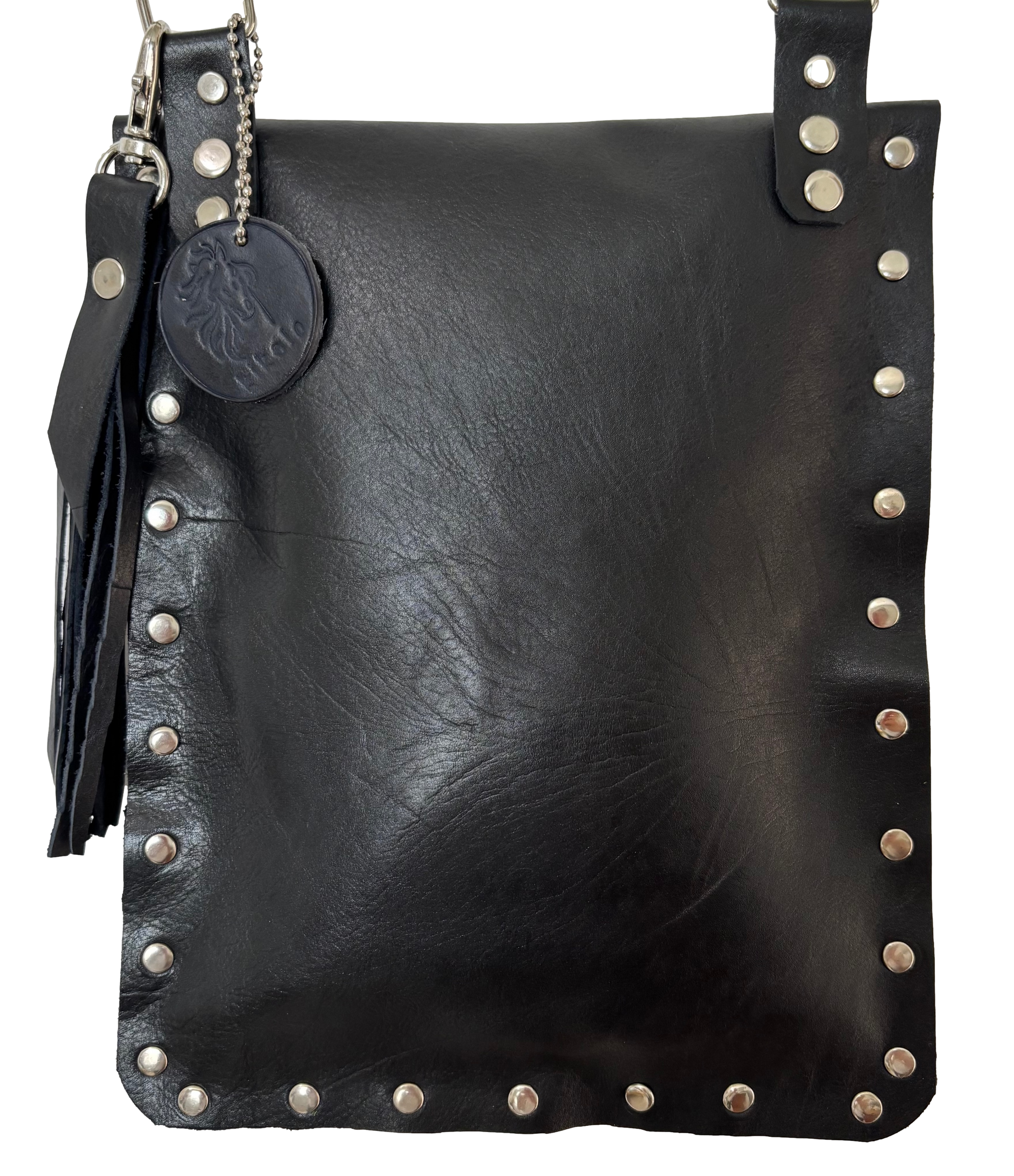 Black Leather Crossbody Bag - Ysleta Mission Gift Shop