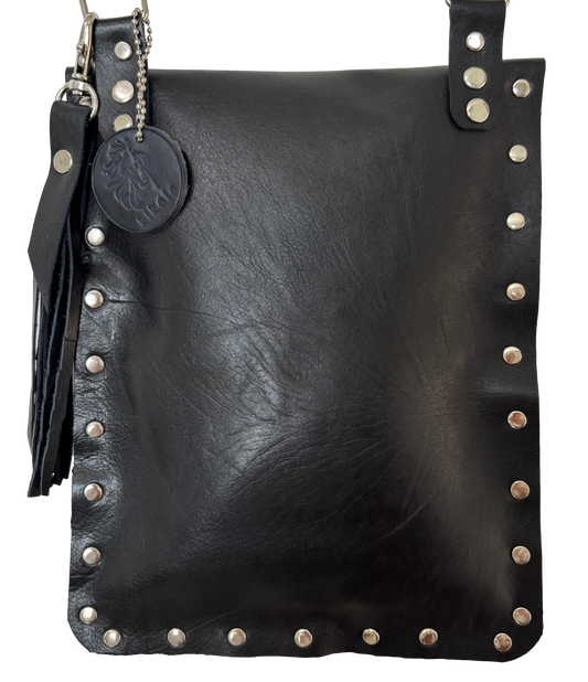 Black Leather Crossbody Bag - Ysleta Mission Gift Shop