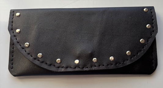 Black Leather Snap Wallet - Ysleta Mission Gift Shop