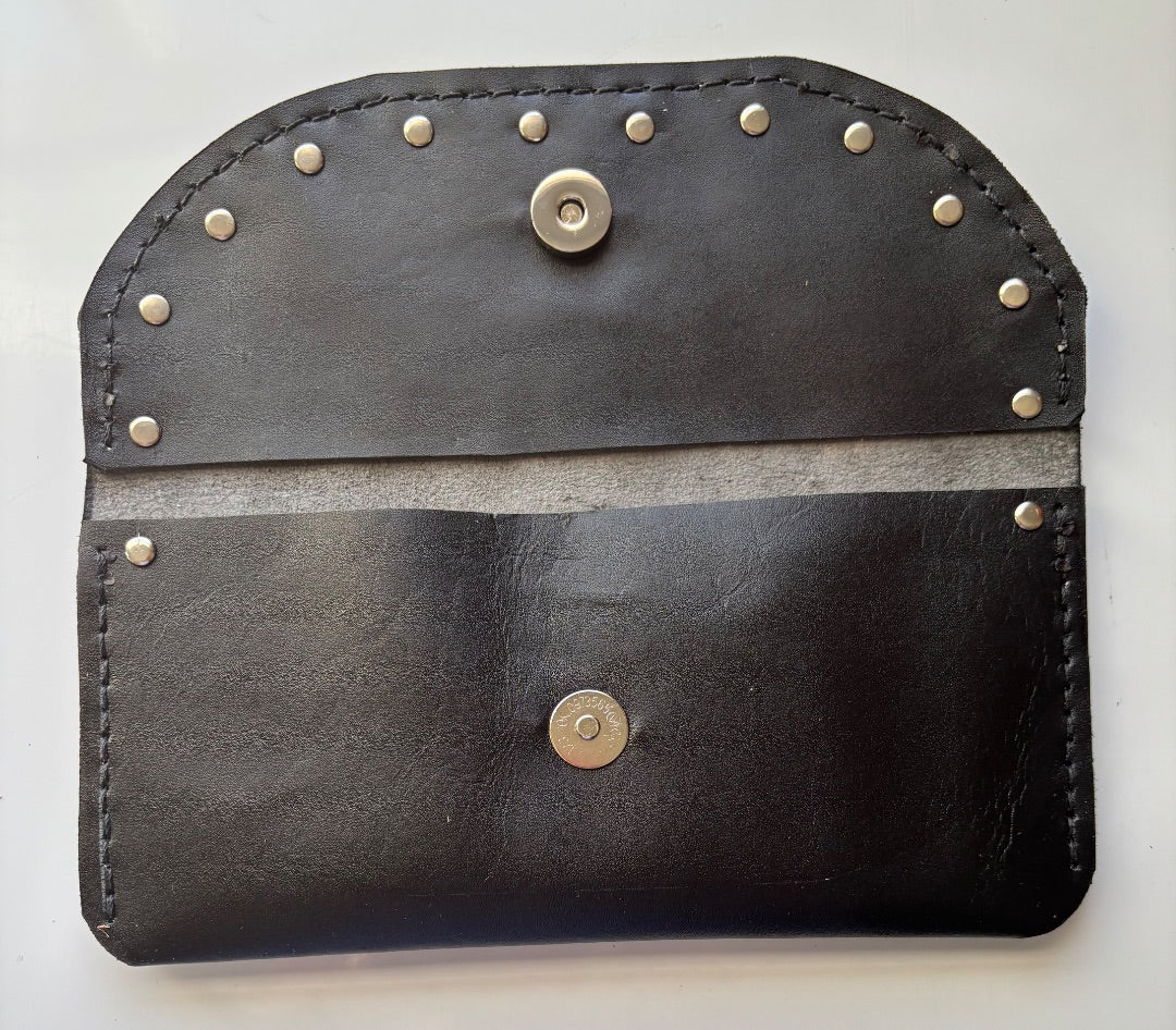 Black Leather Snap Wallet - Ysleta Mission Gift Shop