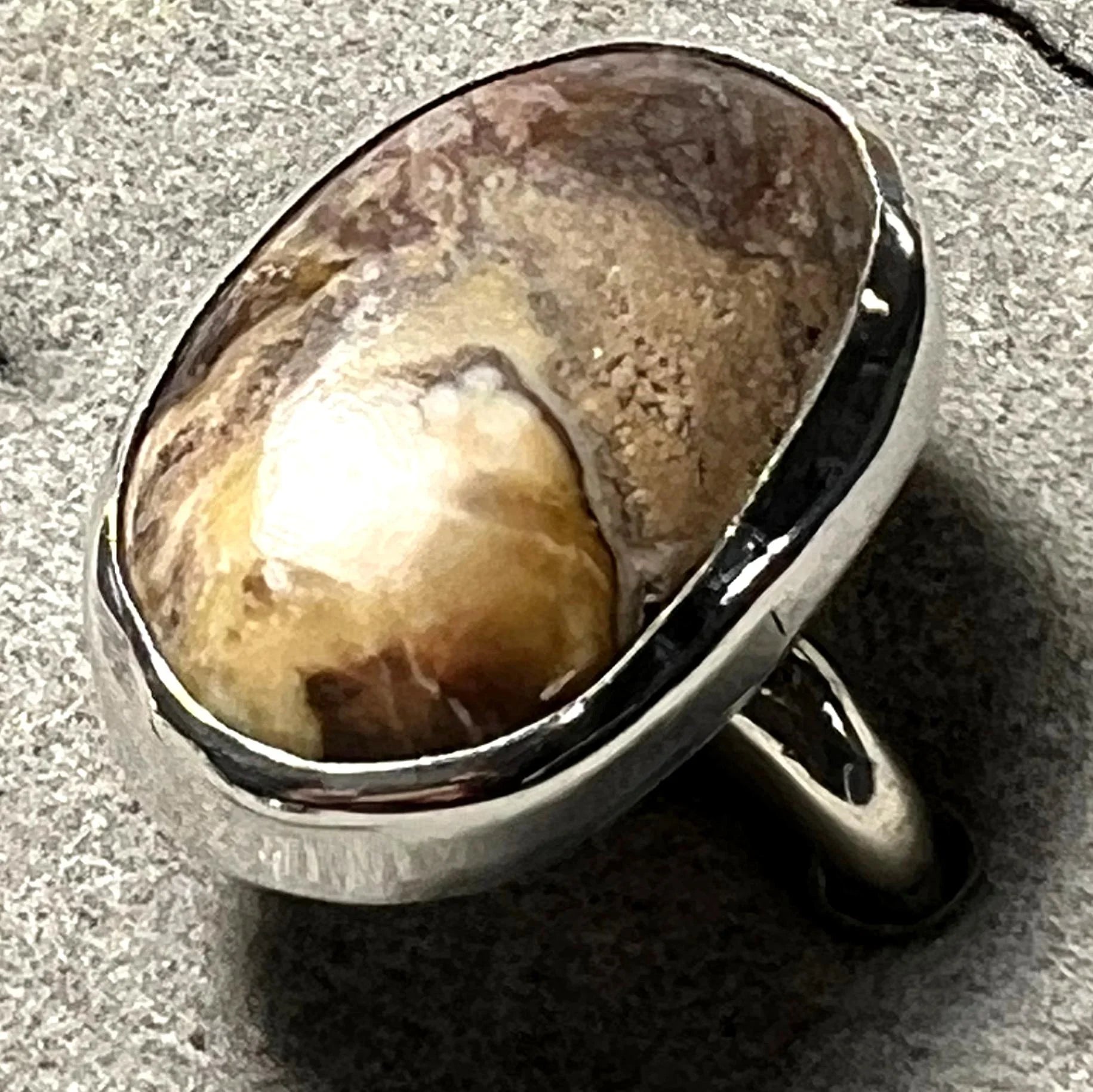 Bold Wild Horse Stone Ring – Size 11.5 – Handcrafted Sterling Silver – Native San Felipe Artisan Ray Duck - Ysleta Mission Gift Shop