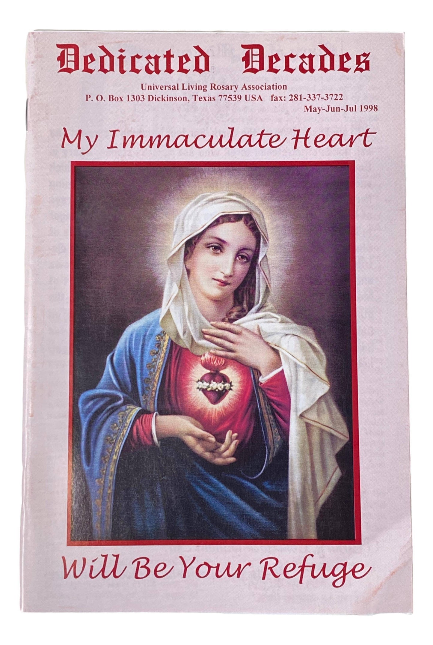 Book New Dedicated Decades My Immaculate Heart Universal Living Rosary Association 8 1/2 L x 5 1/2 W Inches