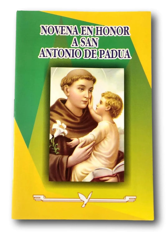 Catholic prayer book "Novena en Honor a San Antonio de Padua" with 16 pages, from Ysleta Mission Gift Shop, Christian devotion.