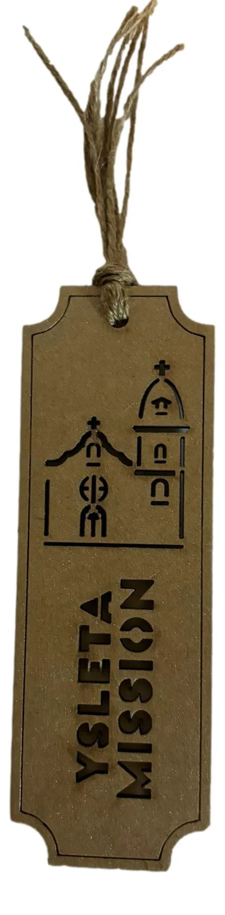 Set of six laser-cut wooden bookmarks featuring Catholic and Christian faith designs, 6x2 inches, by Norma Cordova De Schaefer.