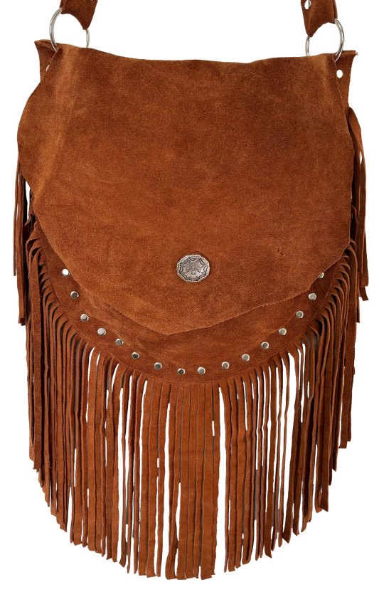 Brown Suede Fringe Bag