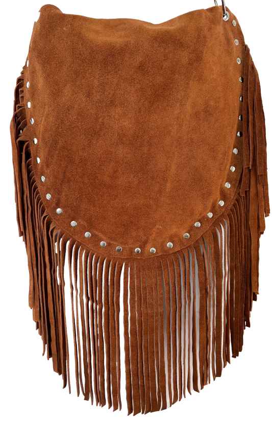 Brown Suede Fringe Bag - Ysleta Mission Gift Shop