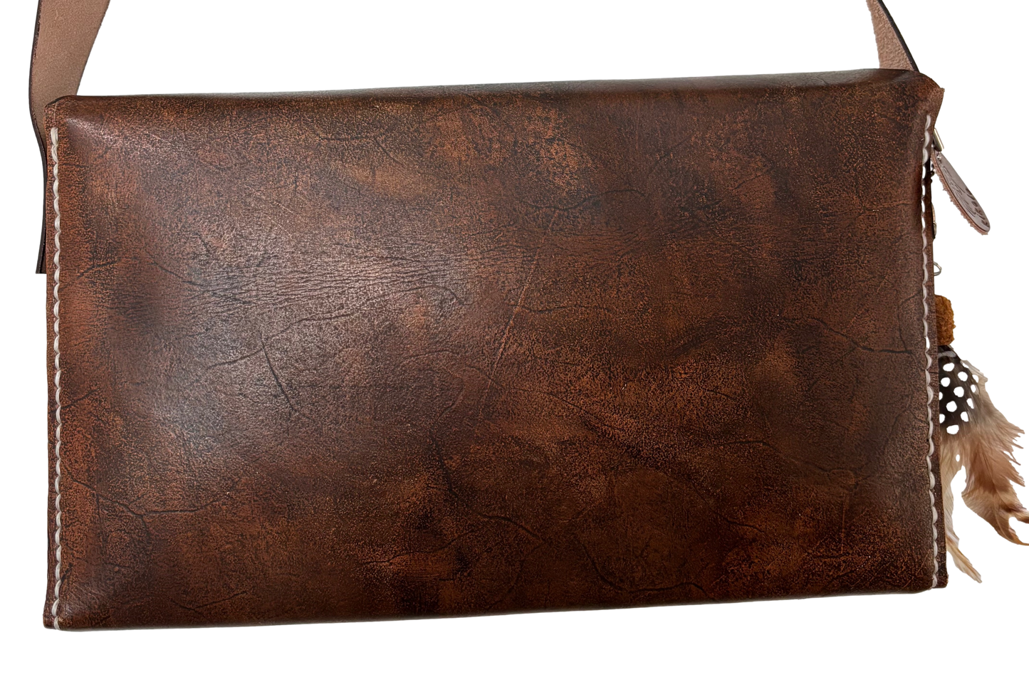 Brown Vegan Feather Crossbody - Ysleta Mission Gift Shop