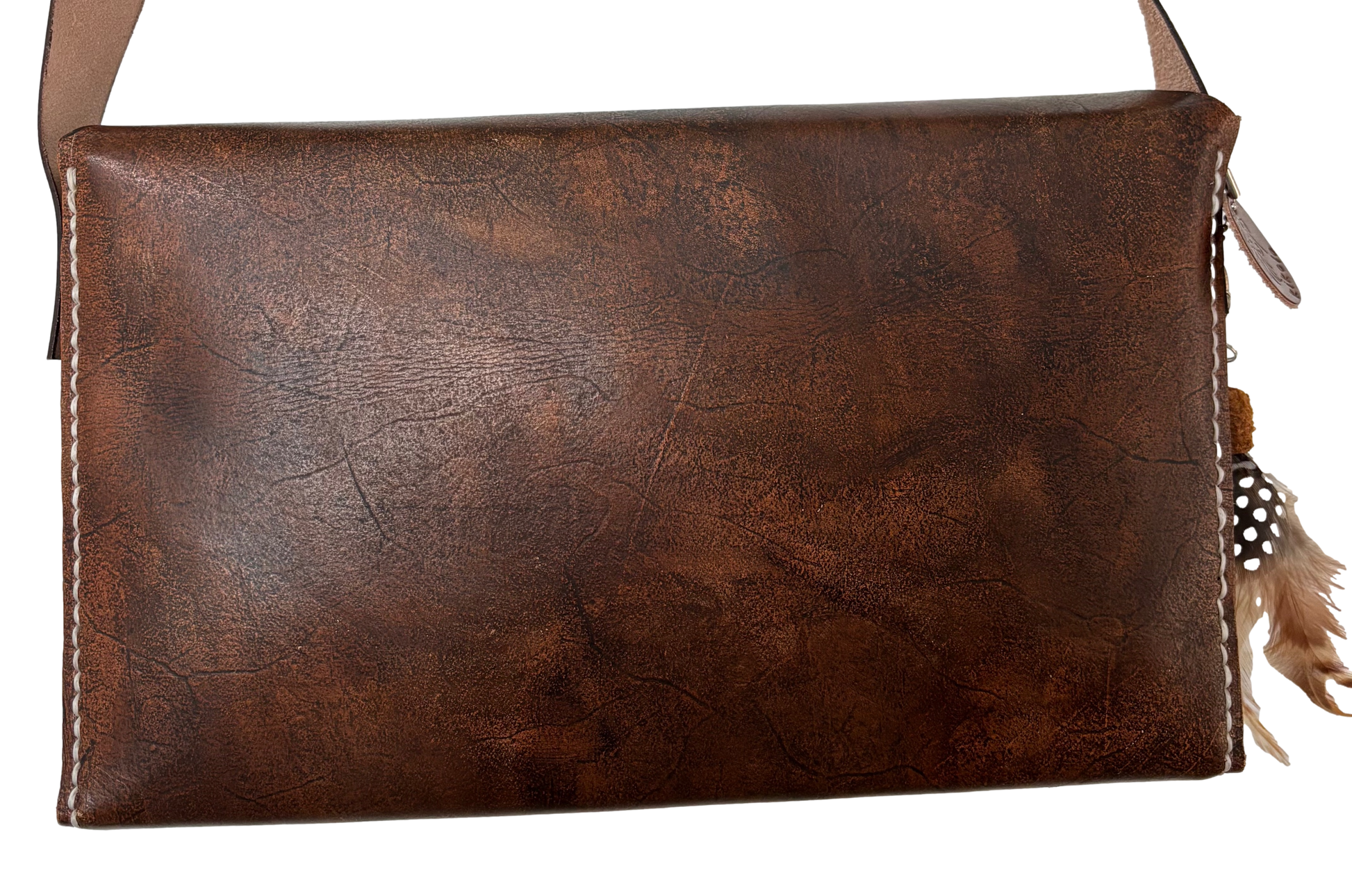 Brown Vegan Feather Crossbody - Ysleta Mission Gift Shop