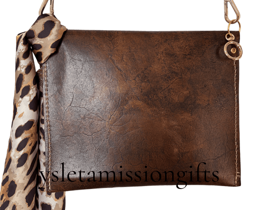 Brown Vegan Flat Crossbody - Ysleta Mission Gift Shop