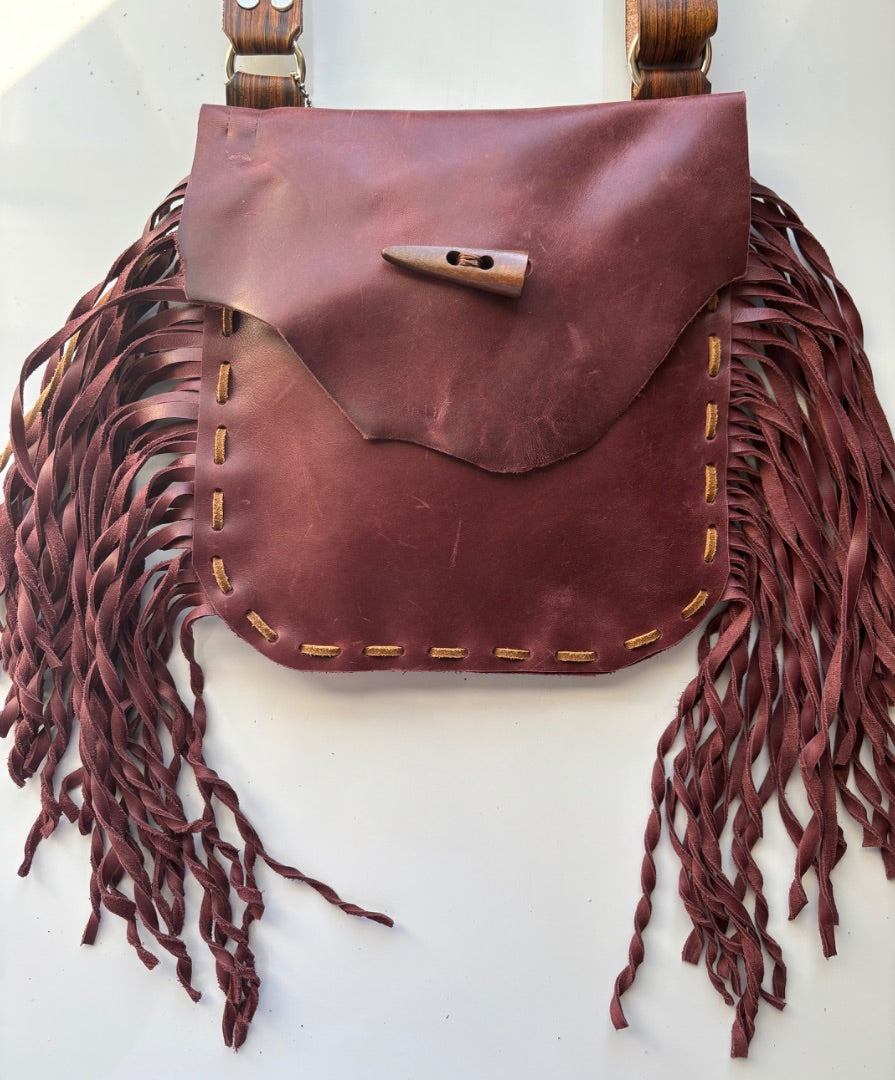 Burgundy Fringe Crossbody