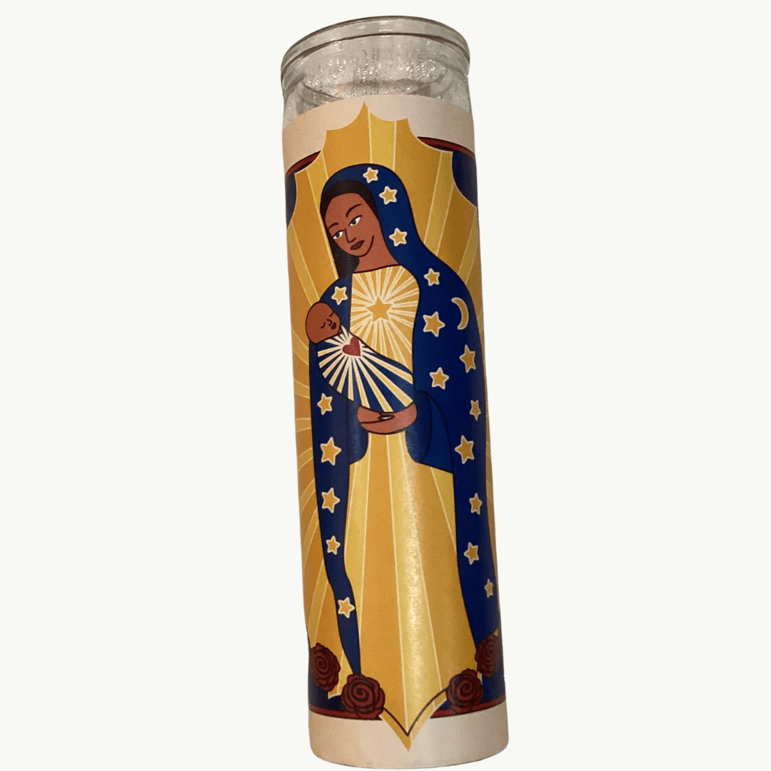 Candles Tall Clear Glass Virgin Mary