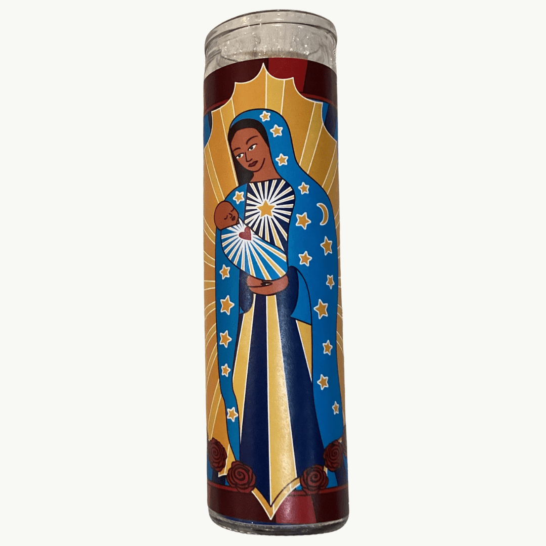 Candles Tall Clear Glass Virgin Mary