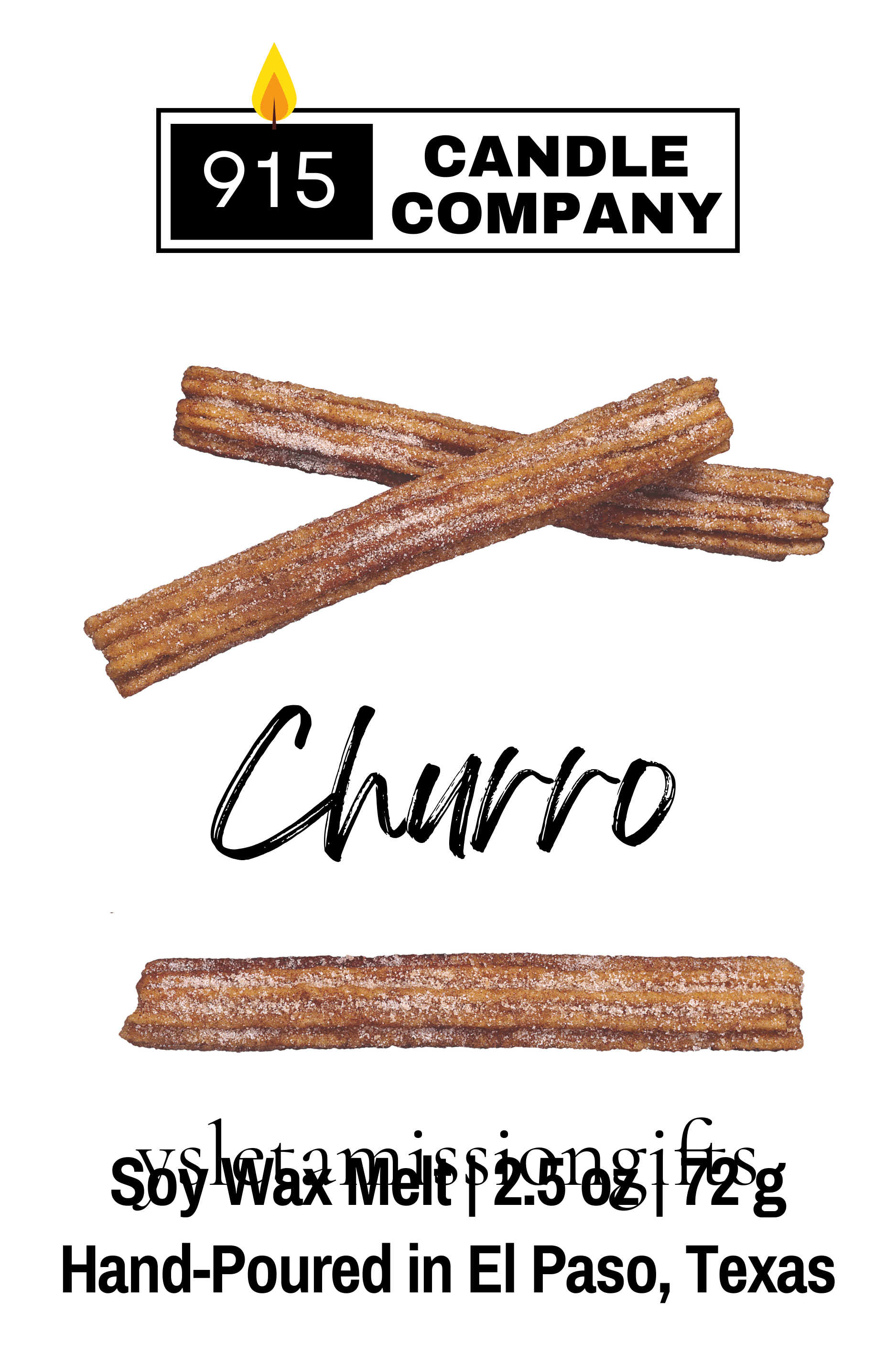 Karin Melson Churro scents soy wax melts for home fragrance, featuring churro-inspired aroma in a 20 oz scented candle.