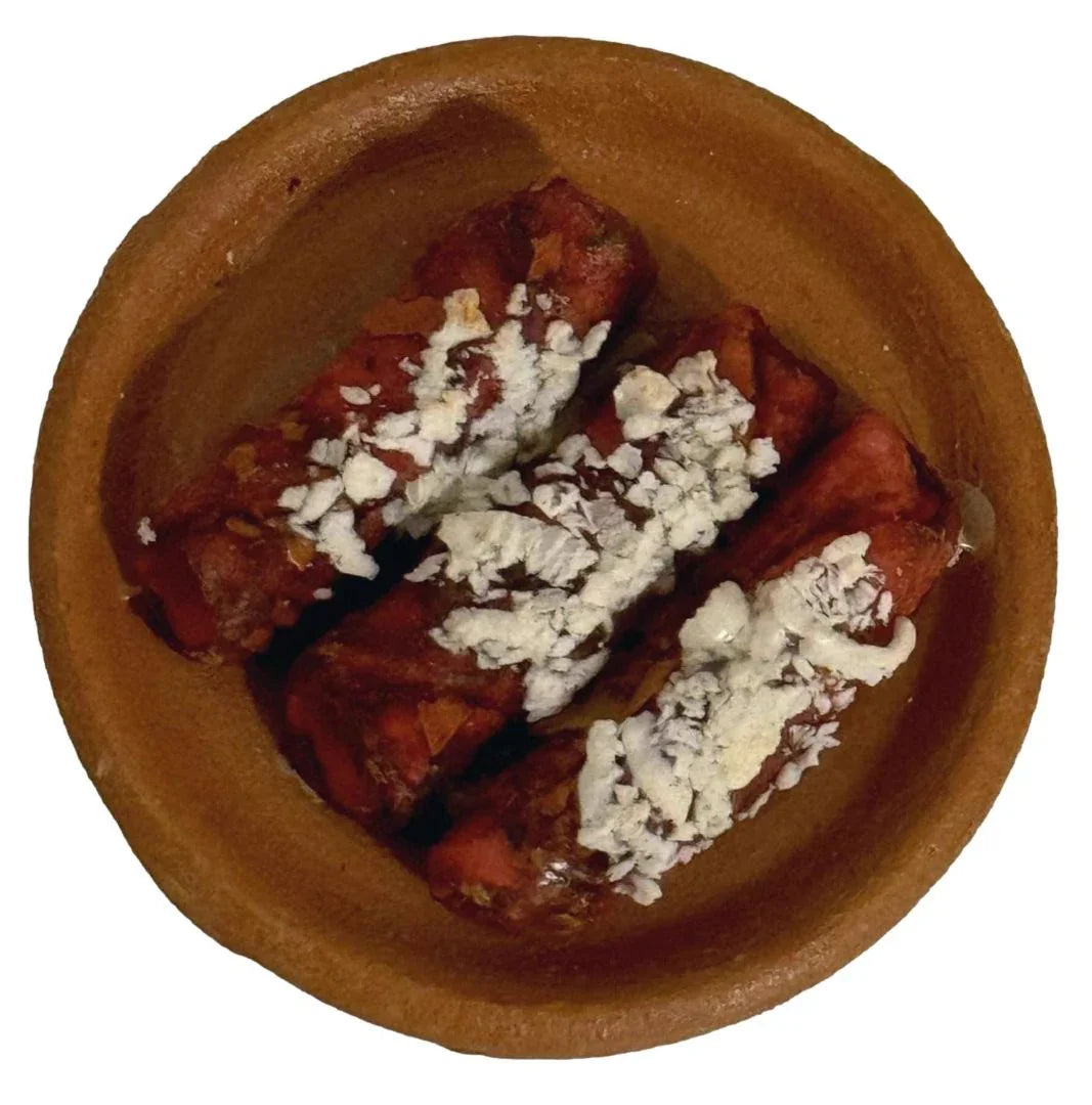 Assorted handmade clay magnets of traditional Mexican dishes, 0.5-inch, decorative home accents by Michelle Miranda.